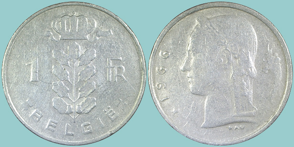 Belgio 1 Franc 1966