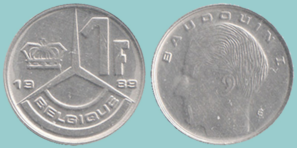 Belgio 1 Franc 1989