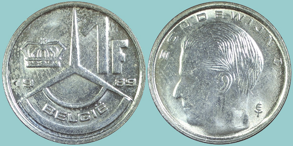 Belgio 1 Franc 1989