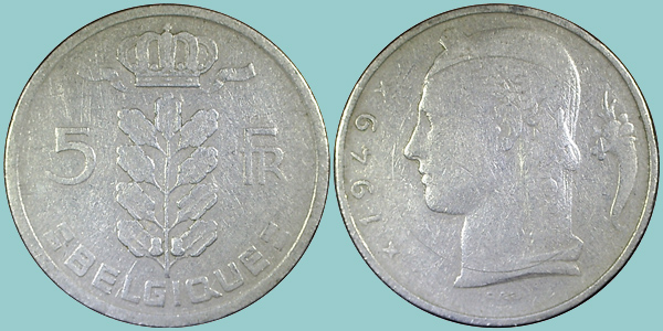 Belgio 5 Francs 1949