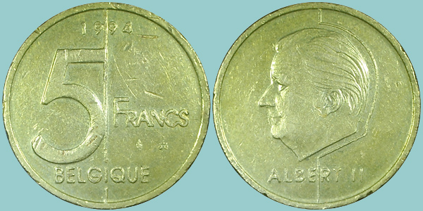 Belgio 5 Francs 1994