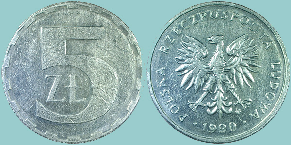 Polonia 5 Zlotych 1990