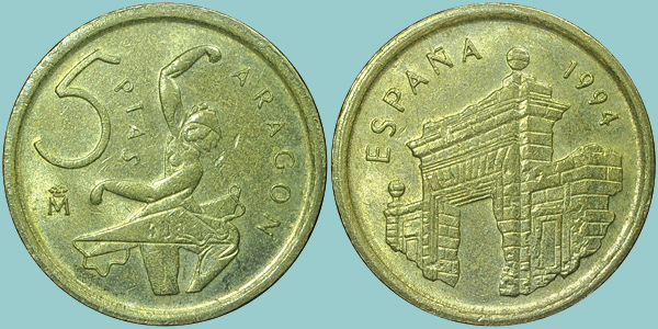 Spagna 5 Pesetas 1994