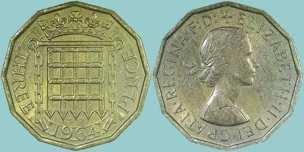 Gran Bretagna 3 Pence 1964