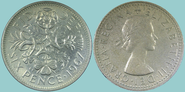 Gran Bretagna 6 Pence 1967